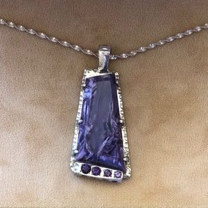 NWOT Custom Charoite & Amethyst Sterling Necklace